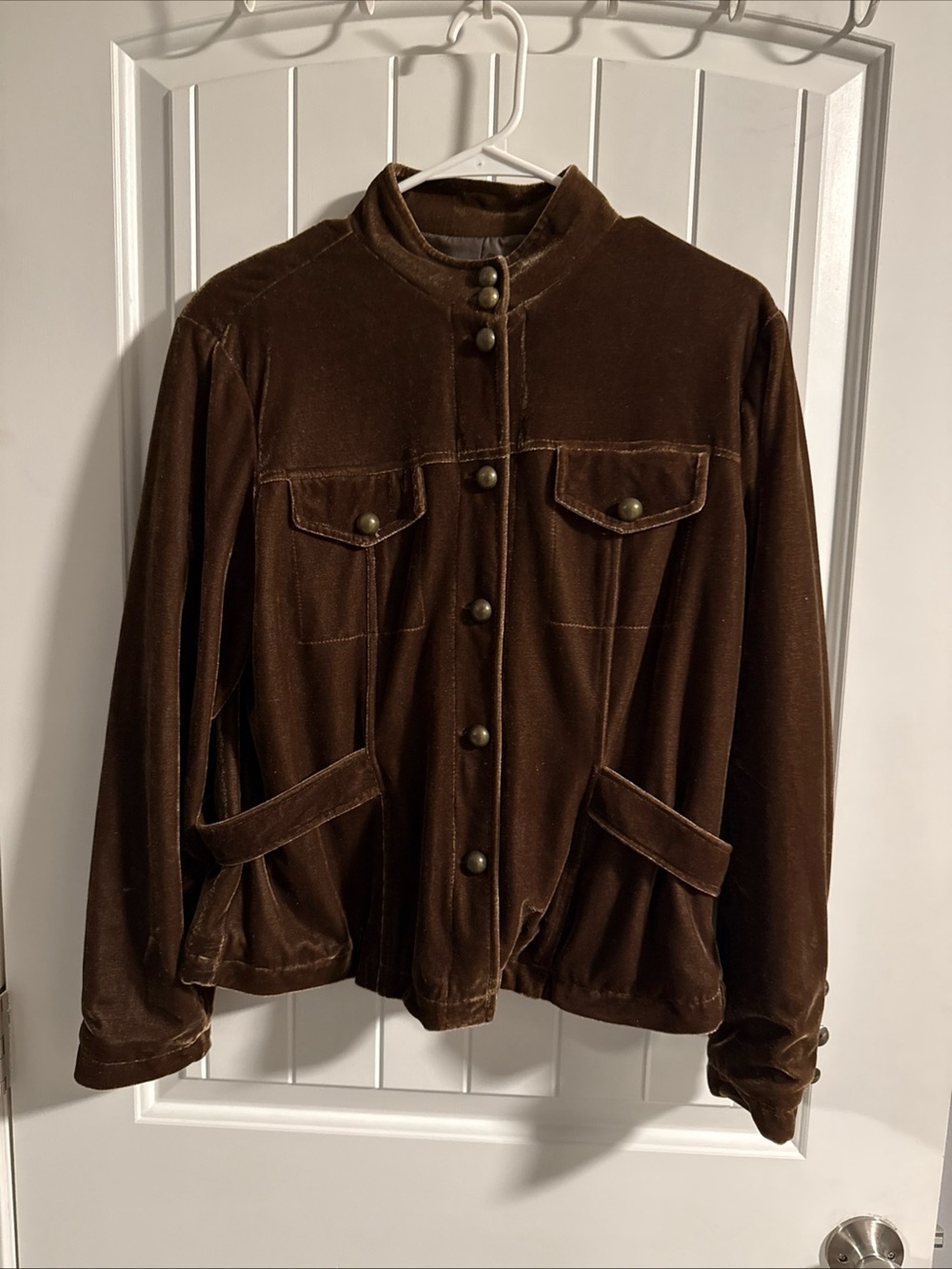 Women’s Hannah Brown Velvet Button-Front Blazer M velvety military inspired Y2K